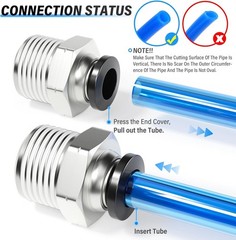 High Pressure Push to Connect Fittings – 1/4″ x 3/8″ NPT Thread, Non-Leak Design