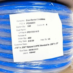 ECO RENTAL SOLUTIONS Poly Bonded Tubing Natural/Blue LDPE PE1725-N/B