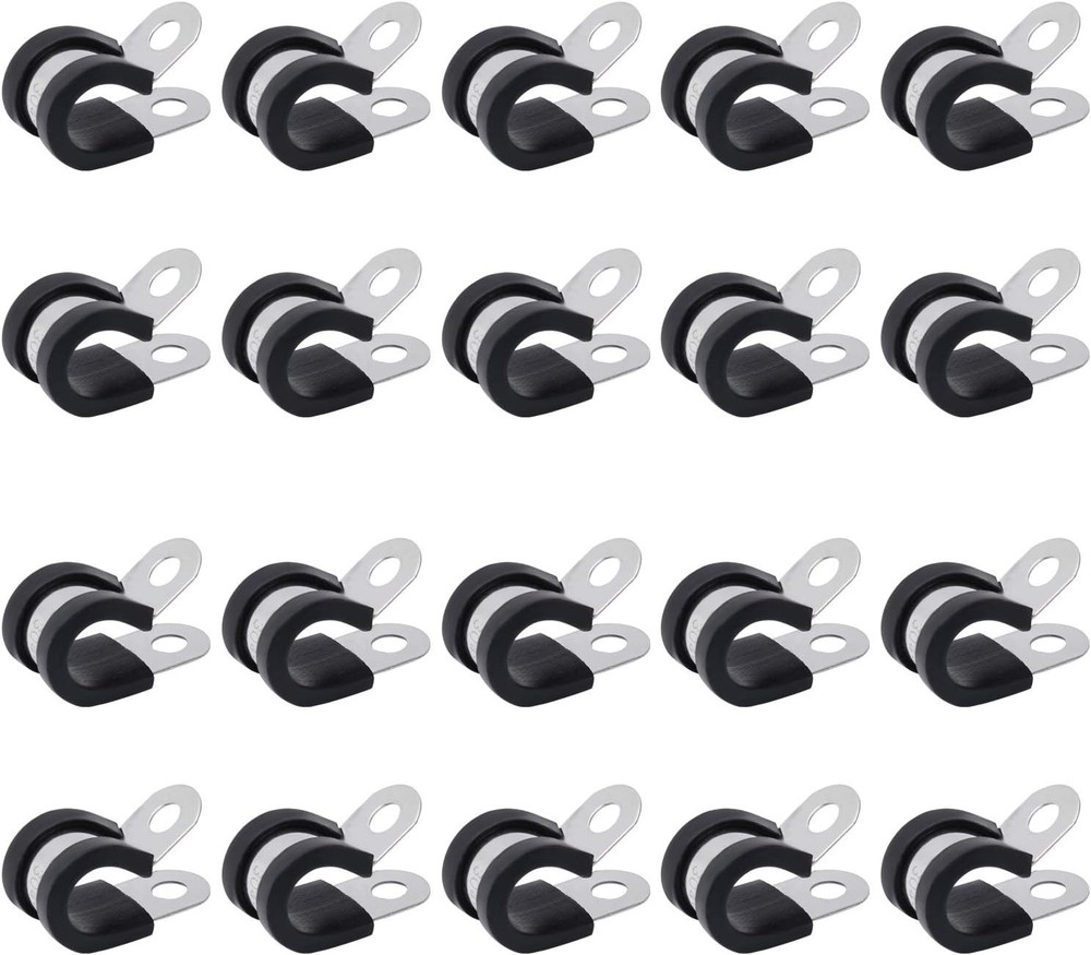 20Pcs 1/2 Inch Stainless Steel Cable Clamps, Rubber Cushioned Insulated Pipe Cla