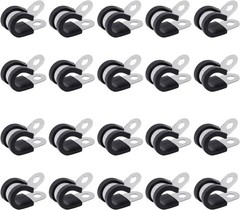 20Pcs 1/2 Inch Stainless Steel Cable Clamps, Rubber Cushioned Insulated Pipe Cla