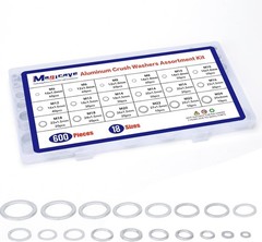 600 Pcs Aluminum Crush Washer Assortment Kit – 18 Sizes