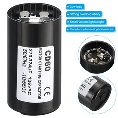 2Pack 270-324uF/Mfd 125V 50/60Hz CD60 Run Capacitor for Electric Motor Starts
