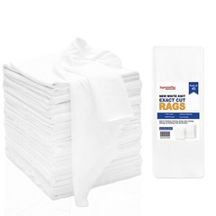 New White Knit T-Shirt Exact Cut Rags 20×20 inch – 10 Packs of 45 Pieces Case