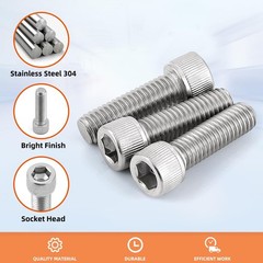 M8-1.25 x 40mm Socket Head Cap Screws Bolts, Allen Socket Drive, Stainless St…
