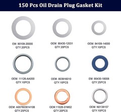 150PCS Oil Drain Plug Gasket Assortment,Oil Crush Washer Seals Kit,Automotive