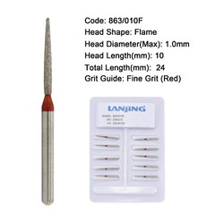 Dental Burs Diamond Flame FG for High Speed Handpiece Friction Grip Coarse Fine