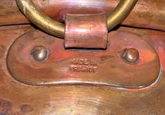 Heavy Solid Copper 14″ Bowl Kettle Rolled Edge Round Base Made In France Antique