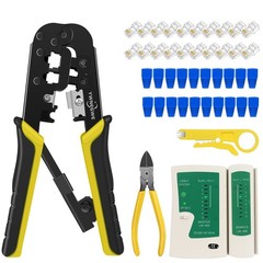 RJ45 Crimp Tool Kit for Cat5 Cat5e Cat6 Modular Plugs Connectors, RJ-11, 6P/R…