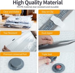 Vacuum Storage Bags for Travel, Vacuum Seal Bags for Clothing with Portable