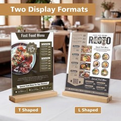 Comix 8.5×11 Acrylic Sign Holder with Wood Base 3 Pack Clear Table Display St…