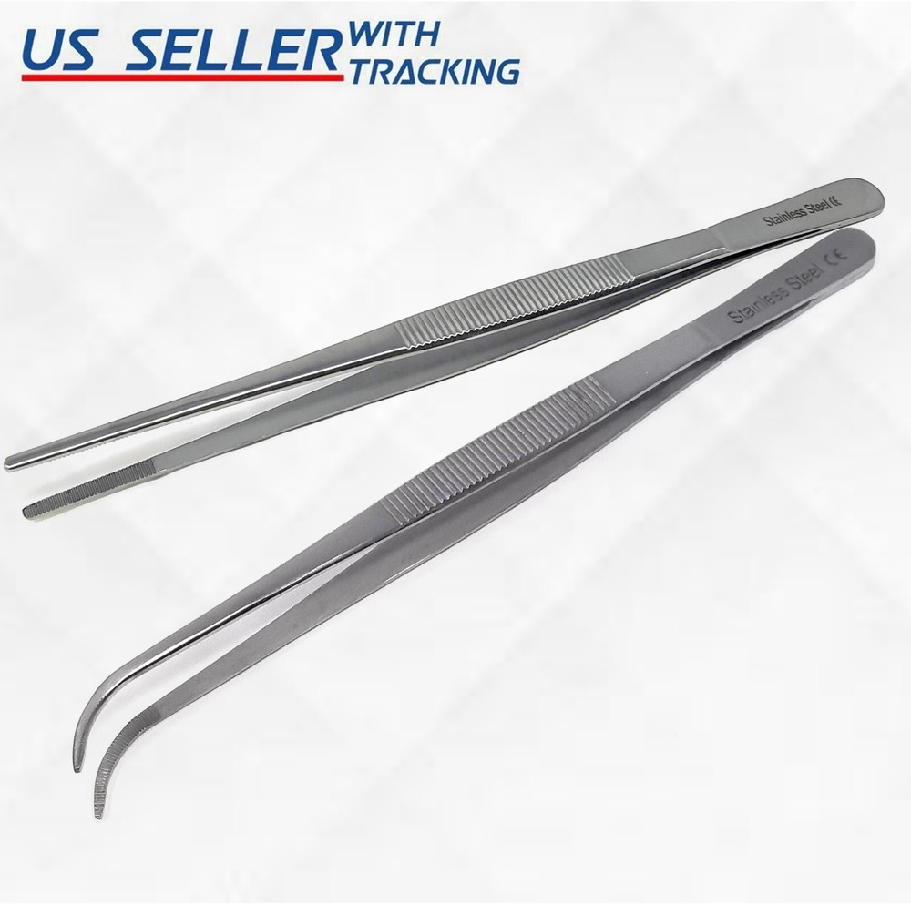 Handy 8″ Extra-Long Tweezers Instruments Thumb Forceps Stainless German Grade