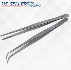 Handy 8″ Extra-Long Tweezers Instruments Thumb Forceps Stainless German Grade