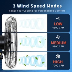 High Velocity Oscillating 30 Inch Wall Fan 3 Speed Heavy Duty Metal Fan