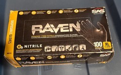 SAS Safety Raven Powder-Free Disposable Black Nitrile MPN 66519 Gloves, XL 100