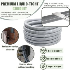 Liquid-Tight Conduit and Connector Kit – 3/4 Inch 100 FT Non Metallic Liquid Tig