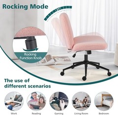 Adjustable Swivel Criss Cross Chair in Teddy Pink – Ideal for Office & Vanity