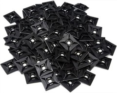 1″ Self Adhesive Black Cable Zip Tie Mounts 200pcs Management Organizer Squares