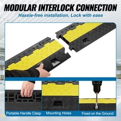 VEVOR 2Channel Speed Bump Cable Protector Ramp 1T Load TPU Wire Cable Cord Guard