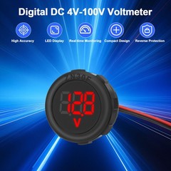 2Pcs Digital Voltage Gauge DC 4V–100V LED Meter w/ Waterproof for Car Motorcycle