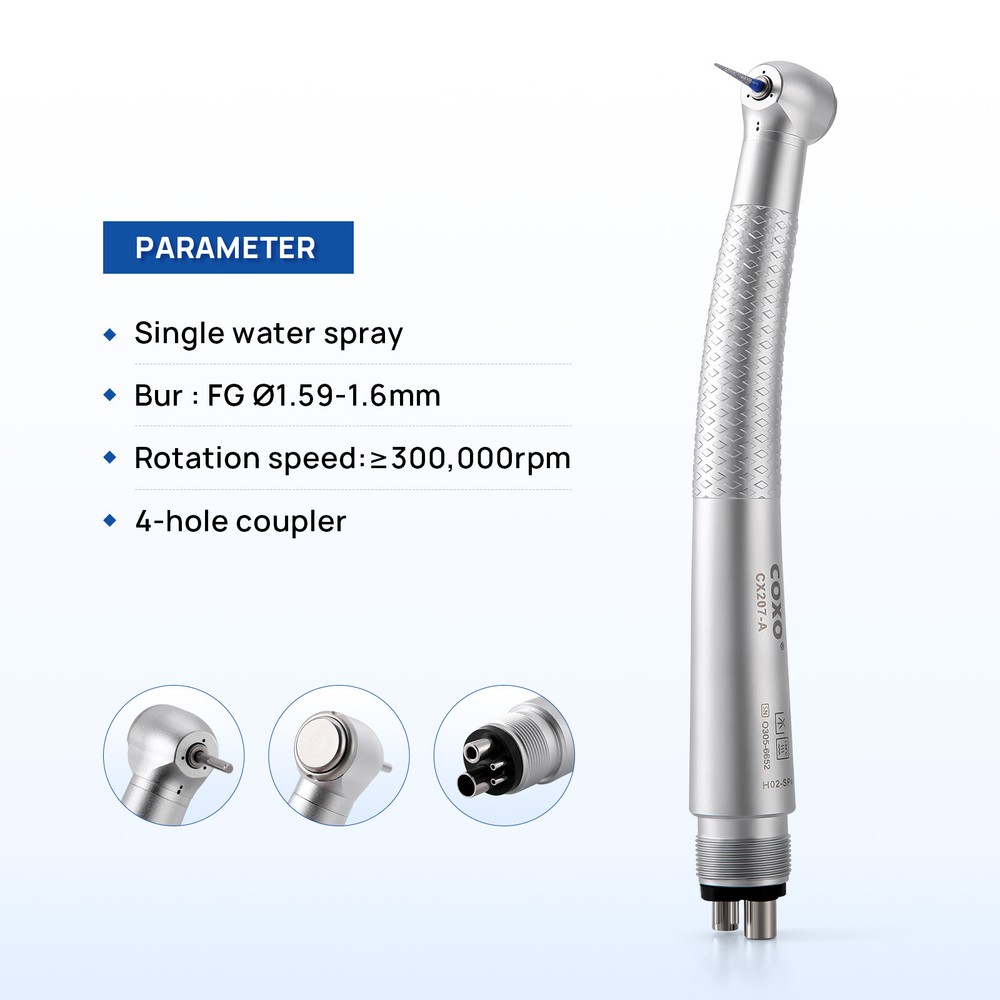 COXO CX207-A Dental Fiber Optic High Speed Handpiece Air Turbine Anti-retraction