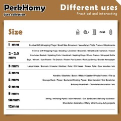 PerkHomy 1100FT Jute Twine String 2mm 3ply 1100 Feet (335M), (1/12 In)