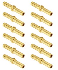 12Pcs 1/4 Inch Brass Hose Barb Fittings, Metal Splicer Mender Inch,