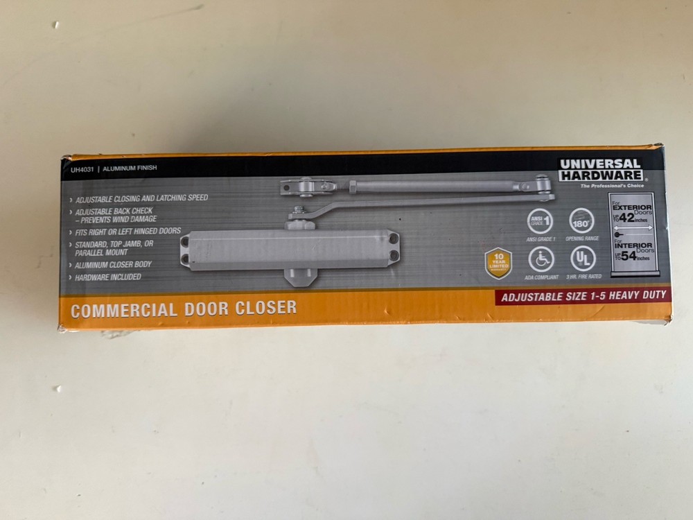 Universal Hardware UH4031 Commercial Door Closer Silver Heavy-Duty Aluminum