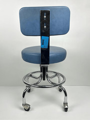 Vintage IE Industries Rolling Medical Chair Stool Chrome Blue Upholstery USA