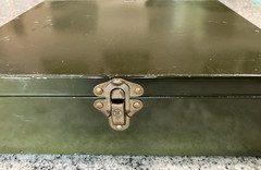 Vintage Asco Industrial Metal Book Storage Box w/Latch and Folder* Wear