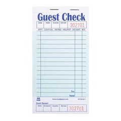 Royal AmerCare Green Guest Check Paper Receipt Book, Carbonless