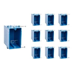 10-Pk New Work 1-Gang Electrical Outlet Box ETL Certified 23 Cu In Plastic Blue