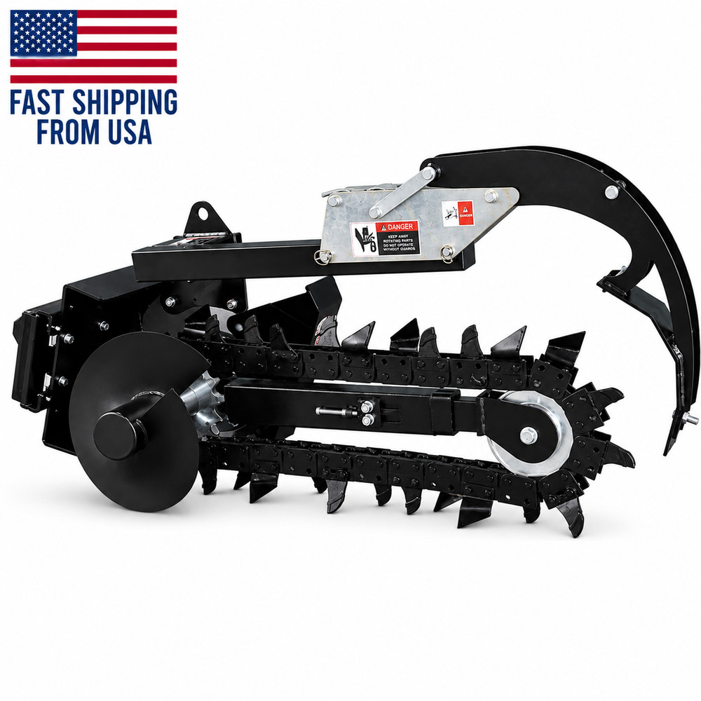 Mini Track Loader Trencher Attachment Adjustable Depth Control Universal Mount