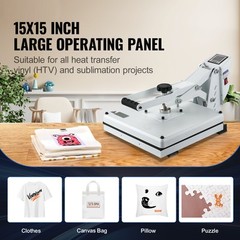 VEVOR Heat Press Machine 15x15inch T-shirt Sublimation Transfer Printer Crafts