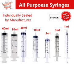 1ml / 1cc Syringe (No Needle) 3cc, 5cc, 6cc, 10cc, 20cc, 30, cc, 60cc, 5-100/Bx