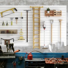 Slatwall Panel 8×4 FT Interlocking PVC Wall Mounted Garage Organizer White