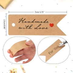 Handmade Gift Tags, Pack of 100 Kraft Tags, 7cm x 2.5cm Handmade…