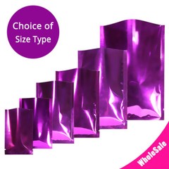 Many Sizes for Glossy Purple Flat Heat-Sealable Foil Open Top Pouch Bag P10