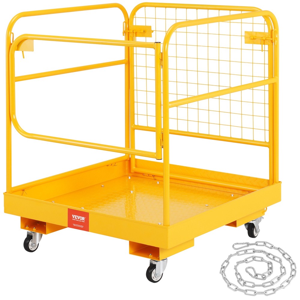 VEVOR Forklift Safety Cage Work Platform 36×36 in 1200lbs with Wheels for Aerial