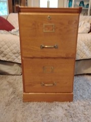 Vintage Wood Filing File Cabinet Industrial Mission Style Oak 2 Drawer Brass K35
