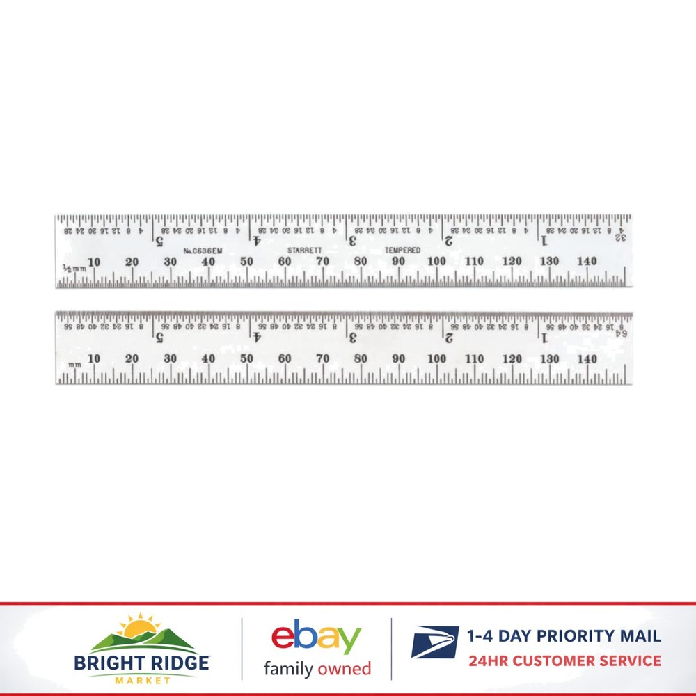 Compact 6-Inch Steel Rule for Accurate Measurements in Inches and Millimeters