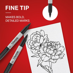 Sharpie Permanent Markers, Fine Tip, Black, 12 Count – Quick Drying, Fade Resist