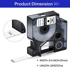 10PK For DYMO D1 45803 LabelManager 350D 450D Black on White Label Tape 19mm*7m