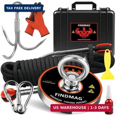 FINDMAG Magnet Fishing Kit with Case, 1500 LBS Pulling Force Super Strong Magnet