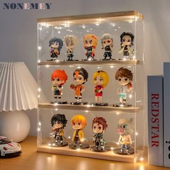 Clear Acrylic Display Case Stand with Wood Base 2 Tier、3 Tier、12/24 Compartme…