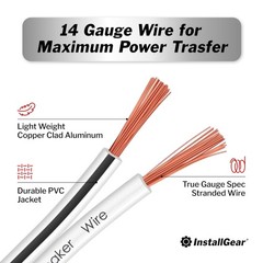 InstallGear 14 Gauge AWG Speaker Wire Cable – White (500ft) – Outdoor, Automo…