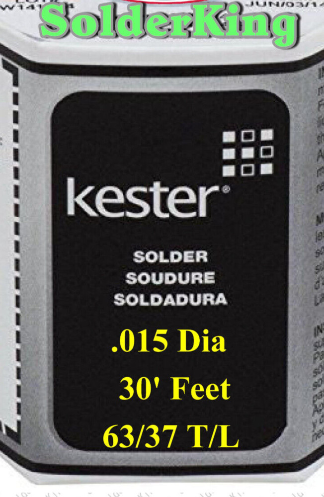 GENUINE KESTER SOLDER 63/37, 0.015” (0.6mm) ROSIN CORE, 30 FEET + FLUX