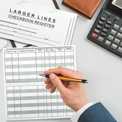 10 Pack Large Print Low Vision Checkbook Registers, 3″ x 6″, Check Registers for