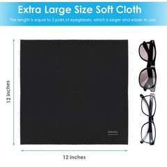 Wsivoiv 6PCS Large Eyeglass Cleaning Cloths, 12 x12 Extra Large, Black, Grey