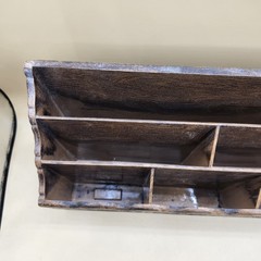 Vintage Lerner Faux Wood Look Plastic Desk Organizer 70s Retro MCM 3 Tier 6 Slot