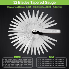 Spurtar 32 Blade Feeler Gauge Set 0.001-0.04in Metric SAE Tapered Stainless